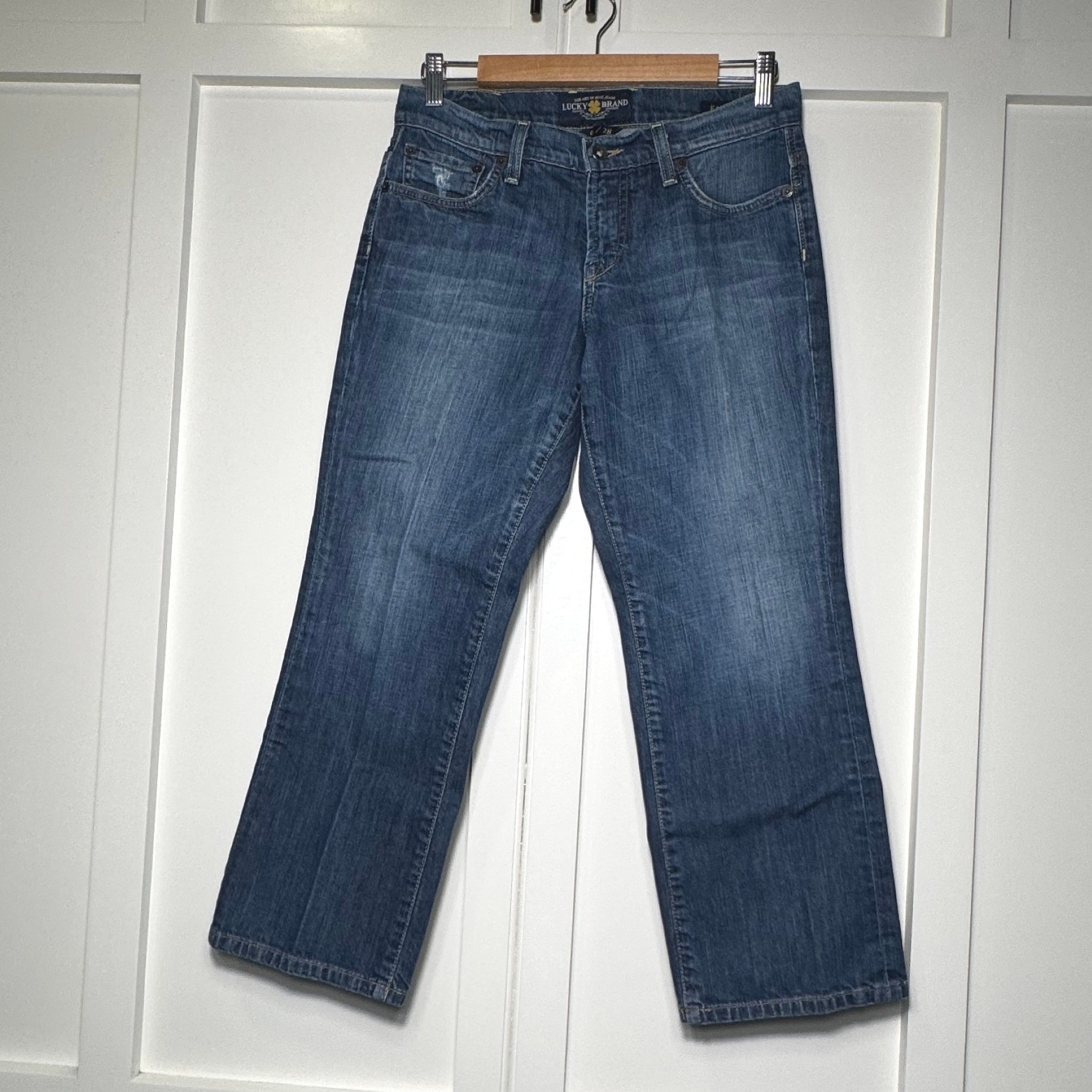 Lucky Brand Easy Rider Blue Crop Straight Leg Mid Rise Denim Jean Womens 6/28